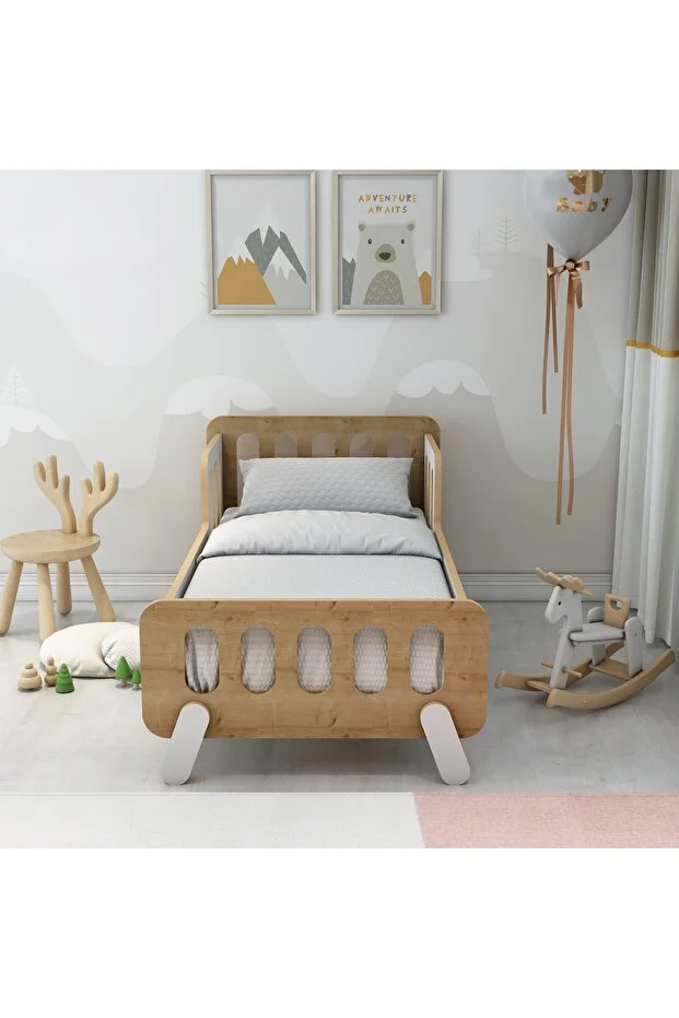 Somfy Montessori Ahşap Bebek Yatağı/Çocuk Yatağı/ Demonte /60 cm x 120 cm